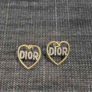 Gold Heart Earrings with Silver Accents